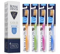 Royal Denta Confezione multipla di spazzolini interdentali per adulti, setole a doppia lunghezza infuse dorate per la rimozione della placca interdentale e la cura delle gengive, spazzolino manuale