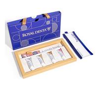 Royal Denta Set regalo da viaggio, confezione regalo di lusso con spazzolino extra morbido argento, custodia da viaggio impermeabile e dentifricio da viaggio, confezione multipla, blu navy