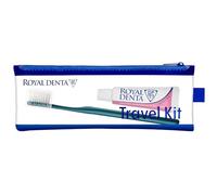 Royal Denta Travel Kit Solo Sensitive - Set da viaggio con spazzolino da denti e dentifricio da 20 g di idrossiapatite, spazzolino extra morbido argento, tappi per spazzolino e custodia impermeabile