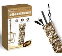 Royal Designs, Inc. Copricorda e catena 1,2 m tessuto tipo seta, per illuminazione a sospensione e gestione cavi, chiusura a strappo, confezione da 1 pz, fantasia leopardata/oro