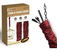 Royal Designs, Inc. Copricorda e catena 1,2 m tessuto tipo seta, per illuminazione a sospensione e gestione cavi, chiusura a strappo, confezione da 2 pz, bordeaux