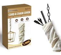 Royal Designs, Inc. Copricorda e catena 1,2 m tessuto tipo seta, per illuminazione a sospensione e gestione cavi, chiusura a strappo, confezione da 1 pz, lino guscio d'uovo