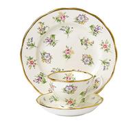 Royal Doulton-Tazza da tè con piattino, 20 cm e Prato a Primavera 4876,80 (1920 Piatto cm, Colore: Bianco, Set da 3
