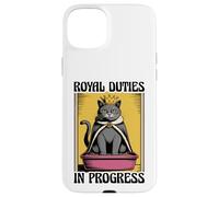 Royal Duties In Progress - Lettiera divertente per gli amanti dei gatti Custodia per iPhone 15 Plus