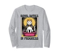 Royal Duties in Progress - Lettiera Divertente per Gli Amanti dei Gatti Maglia a Manica