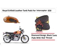 Royal Enfield Interceptor 650 Diamond style "TANK KNEE PAD" con filo rosso