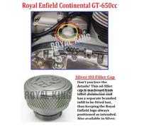 Royal Enfield "Oil Filler Cap" argento adatto per Continental GT-650cc