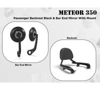 Royal Enfield "Passenger Backrest Black & Bar End Mirror With Mount" Meteor 350