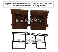 Royal Enfield Standard Bullet 350 500 borse colore oliva con raccordo