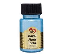 Royal Flash Tessile, Glitter, colore Metallizzato, 50 ML | hochdeckend, cremoso tessuto colore a base d' acqua | per Helle e tessuti scuri | T-shirt, Borse, tessuti, Stoffe dipingere, Impreziosire Mittelblau