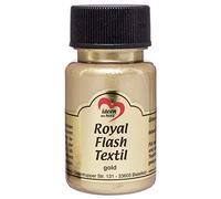 Royal Flash Tessile, Glitter, colore Metallizzato, 50 ML | hochdeckend, cremoso tessuto colore a base d' acqua | per Helle e tessuti scuri | T-shirt, Borse, tessuti, Stoffe dipingere, Impreziosire gold
