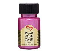 Royal Flash Tessile, Glitter, colore Metallizzato, 50 ML | hochdeckend, cremoso tessuto colore a base d' acqua | per Helle e tessuti scuri | T-shirt, Borse, tessuti, Stoffe dipingere, Impreziosire Pink