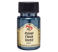 Royal Flash Tessile, Glitter, colore Metallizzato, 50 ML | hochdeckend, cremoso tessuto colore a base d' acqua | per Helle e tessuti scuri | T-shirt, Borse, tessuti, Stoffe dipingere, Impreziosire nero