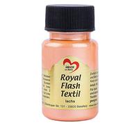Royal Flash Textil - Colore metallizzato glitterato, 50 ml, altamente coprente, cremoso, per tessuti chiari e scuri, a base d'acqua, per dipingere e valorizzare magliette, borse, tessuti salmone