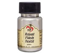 Royal Flash Textil - Colore metallizzato glitterato, 50 ml, altamente coprente, cremoso, per tessuti chiari e scuri, a base d'acqua, per dipingere e valorizzare magliette, borse, tessuti platino