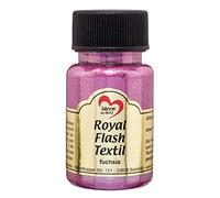 Royal Flash Textil - Colore metallizzato glitterato, 50 ml, altamente coprente, cremoso, per tessuti chiari e scuri, a base d'acqua, per dipingere e valorizzare magliette, borse, tessuti fucsia