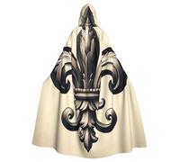 Royal-Fleur-De-Lis-Black - Mantella con cappuccio da strega, per Halloween, colore: nero