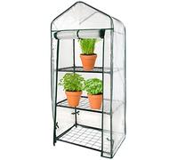 Royal Gardineer scaffali per serra: Serra in plastica, con 3 piani, pellicola bianca, porta avvolgibile (universale, mini per fiori, scaffale)