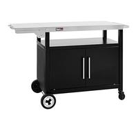 Royal Gourmet Carrello per barbecue con porta dell'armadio, carrello esterno per plancha con piano del tavolo in acciaio inox 85 x 50 cm e tavolino pieghevole da 30 x 50 cm, per cucina e giardino