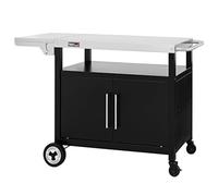 Royal Gourmet Carrello per Barbecue con Tavolo Laterale Pieghevole, con Manico per Asciugamani, mobiletto, Trolley con Piano in Acciaio Inox, Carrello da Portata con Ruote