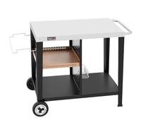 Royal Gourmet Tavolo da barbecue con piastra in acciaio inox da 85 x 50 cm, a 3 ripiani, per barbecue da tavolo e forni da pizza, carrello con manici, porta sacchetti della spazzatura e scaffali