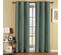 Royal Hotel Bedding Soho Smoke-Blue Grommet Blackout Window Curtain Drape, Solid Pattern, 42x84 inches