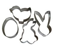 ROYAL HOUSEWARE, set di 4 stampi in acciaio inox per biscotti e pasticcini pasquali a forma di uovo, coniglio pasquale, pulcino e coniglietto