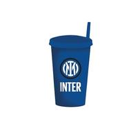 Royal Industry Inter Bicchiere Tappo e Cannuccia 430 ml in Melamina Prodotto Ufficiale, Asilo Scuola Merenda Ricreazione Bambini Nero Azzurro