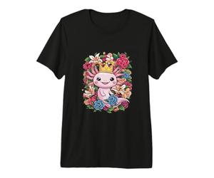 Royal Kawaii Axolotl con Corona e Rose Maglietta Premium