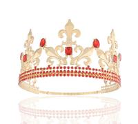 Royal King Corona da uomo in metallo principe corone diadema rotondo completo per Natale/matrimonio/ballo/concorso/festa di compleanno/fotografia, Medium, Metallo, Cristallo