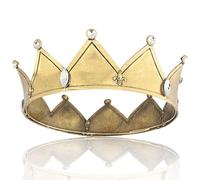 Royal King Queen Rhinestone Stage Performance Crown For Wedding Prom Birthday Party Halloween Christmas Cosplay (Oro Scuro Con Pietra Bianca)