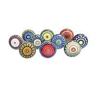 Royal Kraft Pomelli vintage multicolore in ceramica stampata per mobili da cucina, porte e cassetti, armadio, armadio (set da 10) Sknob007