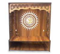 Royal Kurta Bellissimo supporto Pooja in legno per casa, tempio per casa e ufficio, puja mandir per casa e ufficio da parete con faretto a LED/prodotto (H- 15, L- 16, W-6,75 pollici) (Shree)
