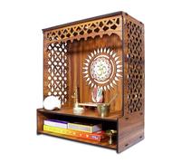 Royal Kurta Bellissimo supporto Pooja in legno per casa, tempio per casa e ufficio, puja mandir per casa e ufficio da parete con faretto a LED/prodotto (H- 15, L- 16, W-6,75 pollici) (Aastha)