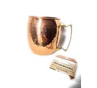 Royal Kurta CGP - Tazza in rame martellato per Moscow Mule, realizzata a mano, 100% puro rame, manico in ottone, 473 ml, set di 2