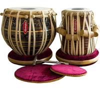 Royal Kurta Tabla Drum Set, Black Painted Tabla Drum Set, Brass Bayan, Finest Dayan con libro, martello, cuscini e copertura (PDI-EA)