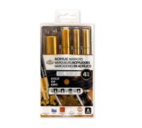 Royal & Langnickel 4 pennarelli acrilici color oro. Dimensioni: 0,7 mm, 1,2 mm, 2 mm, 12 mm.
