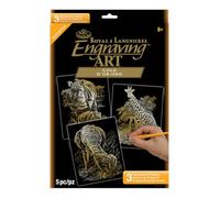 Royal & Langnickel Gold Engraving Art A4 Gold African Animals Designed Painting Set (Set of 3 images)