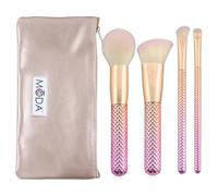 Royal & Langnickel MODA - Set completo di pennelli da trucco per il viso, 5 pezzi, con custodia, include cipria rotonda, kabuki angolare, ombretto angolare e pennelli sfumati, colore rosa sfumato