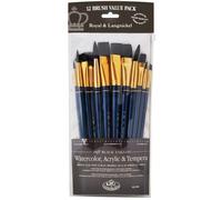 Royal & Langnickel Pacco Convenienza Nero Taklon Manico Lungo Pennello Set Di 12
