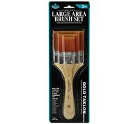 Royal & Langnickel - Set di pennelli piatti per bambini, pennelli in Taklon in 3 misure, set di setole in poliestere dorate e robusto manico in legno, per ombreggiature e pittura su larga scala