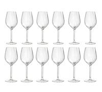 Royal Leerdam Plisse Servizio 12 Calici in Vetro Trasparente. Composto da 6 Calici Vino Bianco 38cl e 6 Calici Vino Rosso 50cl