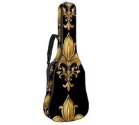Royal Lily - Custodia per chitarra acustica con sfondo blu, 102 cm, 106,7 cm, con doppia tracolla regolabile e passante posteriore, Multicolore 02, 42.9x16.9x4.7 in, Zaino casual