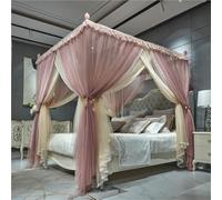 Royal Luxury Princess Bed Canopy Curtain - Doppio strato accogliente tende con volant, rete a 4 angoli, per ragazze e adulti, accessorio perfetto per la decorazione della camera da letto
