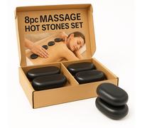 Royal Massage Kit Pietre Calde Basalto 8 Pezzi Grandi Nero Spa Professionale