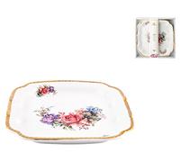 Royal Norfolk 8908700 Centrotavola Decoro Fiori Rosa, Porcellana, cm 22 x 3 H, Porcelain, Bianco