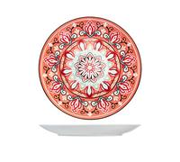 Royal Norfolk Jaipur Set 12 Piatti Piani, Porcellana, Rosso, 27cm