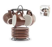 Confezione 6 Caffe' In Stoneware Marrone Con Piatto Cc90 st Royal Norfolk