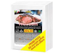 Royal Pack iVacuum sacchetti buste sottovuoto per alimenti goffrati PER COTTURA | 20x30 cm - 200 sacchi | alta qualità professionale | made in Italy | BPA free | universali | riutilizzabili
