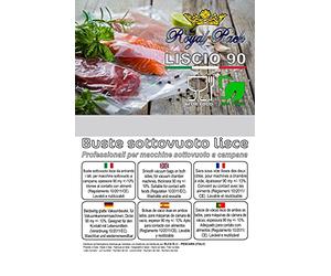 Royal Pack Liscio 90 buste sottovuoto lisce per macchine sottovuoto a campana, professionali, alta qualità, made in Italy. Confezione 100 buste formato 15x25 cm